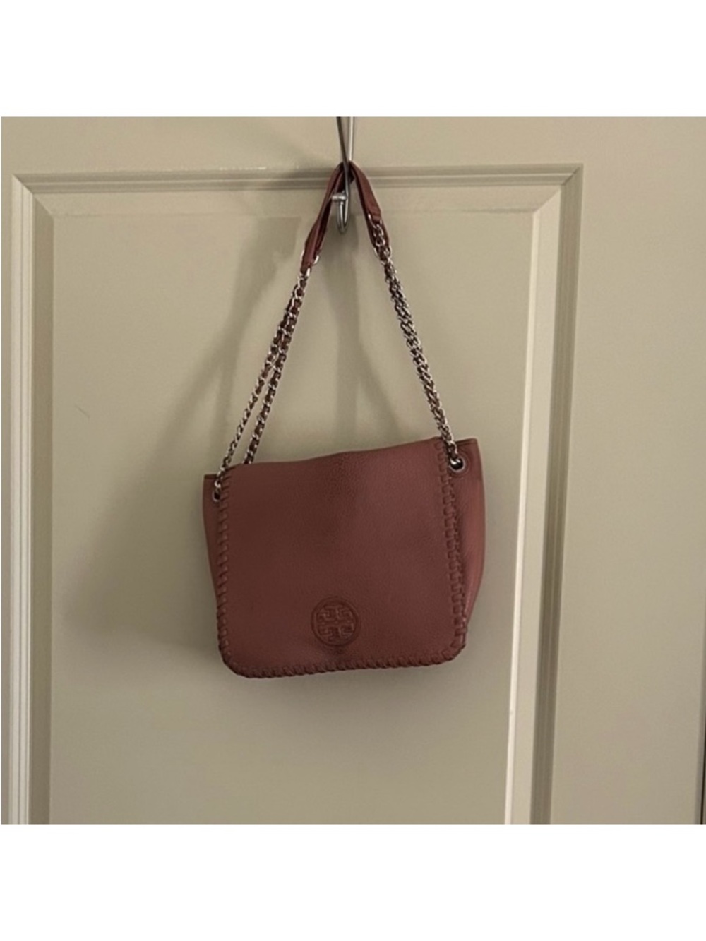 Tory Burch Dusty Rose Leather Chain-Handle Shoulder Bag